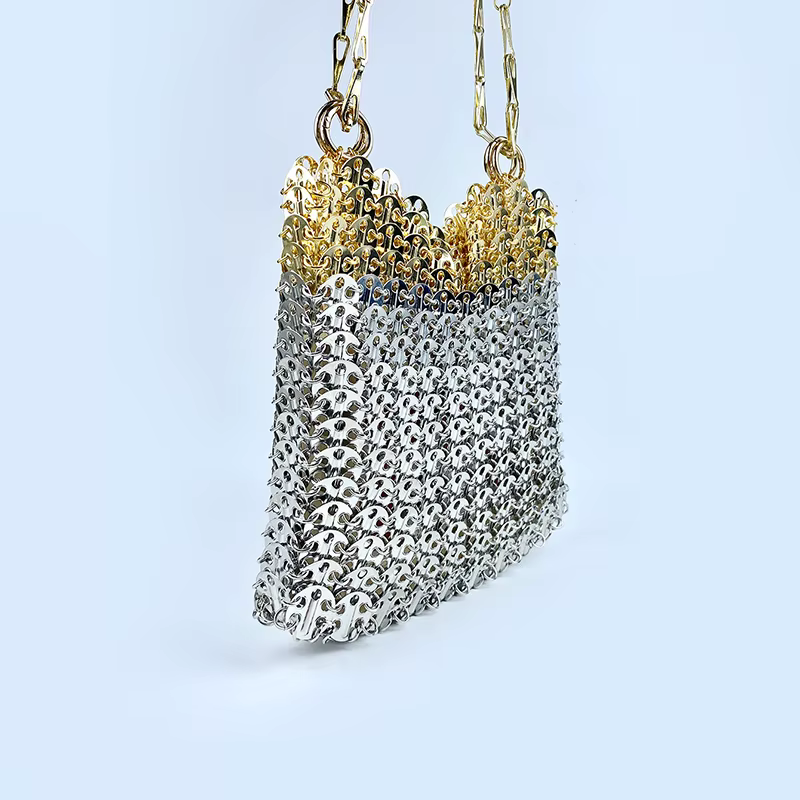 Sac à bandoulière en métal à paillettes pour téléphone portable, grande capacité, fait à la main, te