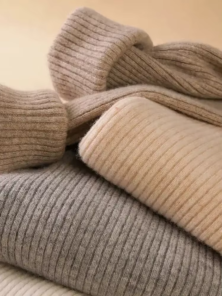 Pulls en cachemire doux tricotés à col roulé pour femme – Collection Automne Hiver 2026