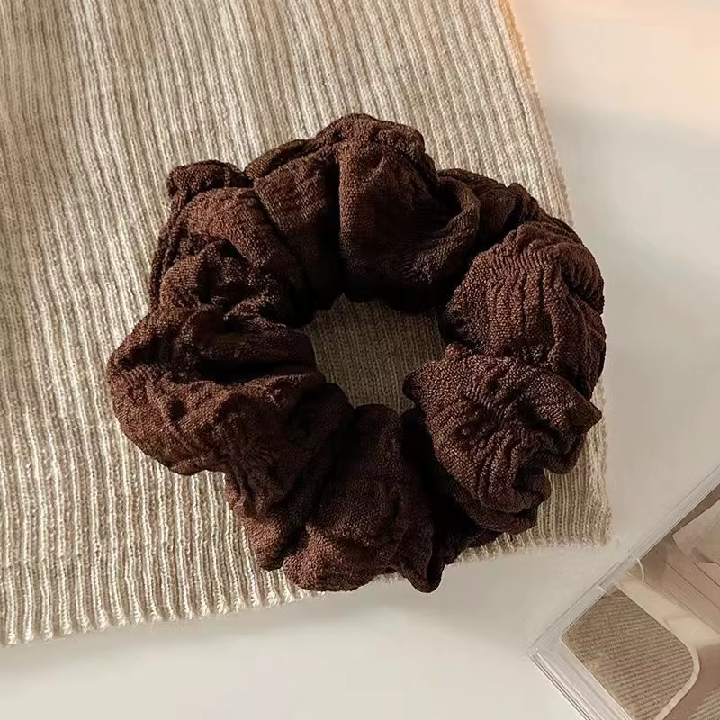Corde à cheveux de couleur unie pour femmes, motif ondulé, Simple, queue de cheval, anneau de cheveu