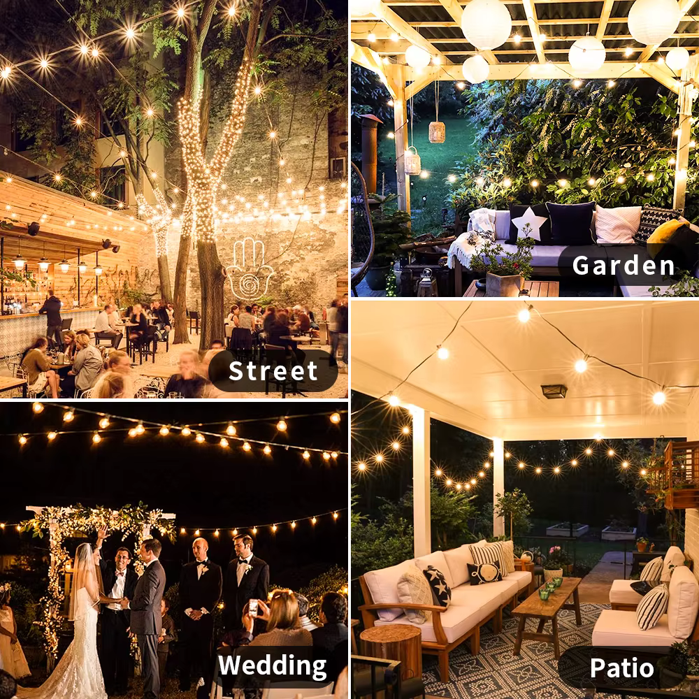 Guirxiété lumineuse LED avec ampoule rétro, 150 pieds, G40, nickel é, connectable, Noël, jardin, déc