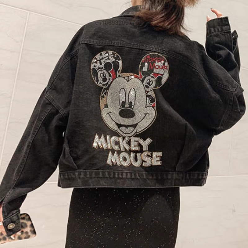 Mickey dessin animé mode Denim manteau Hip-hop Streetwear à la mode hommes femmes vestes nouveau cor