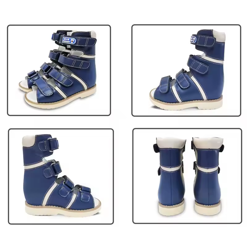 Ortoluckland enfants sandales hautes garçons chaussures orthopédiques en cuir pour enfants pied de c