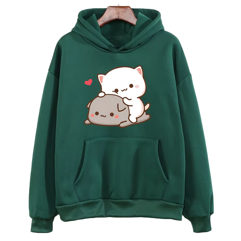 Mochi pêche et Goma mignon chat sweat à capuche pour filles mode Kawaii dessin animé pulls femmes/ho