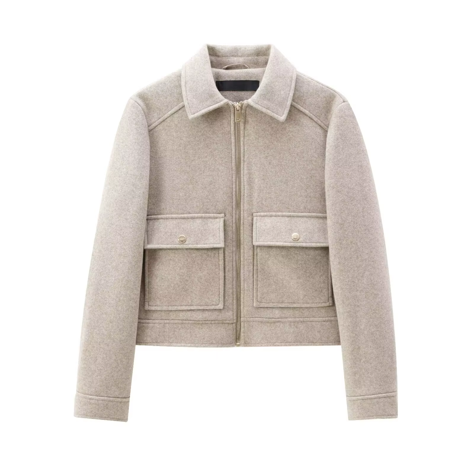 Veste à fermeture éclair pour femme, manteau d'hiver à manches longues avec poches, manteau court de