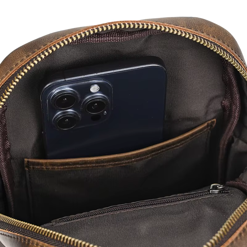 Sac de poitrine en cuir décontracté pour hommes, sacs de poitrine rétro pour hommes, sac à bandouliè