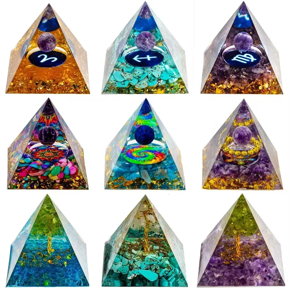 Constellation cadeau énergie résine pyramide améthyste guérison cristal naturel arbre Reiki Chakra g