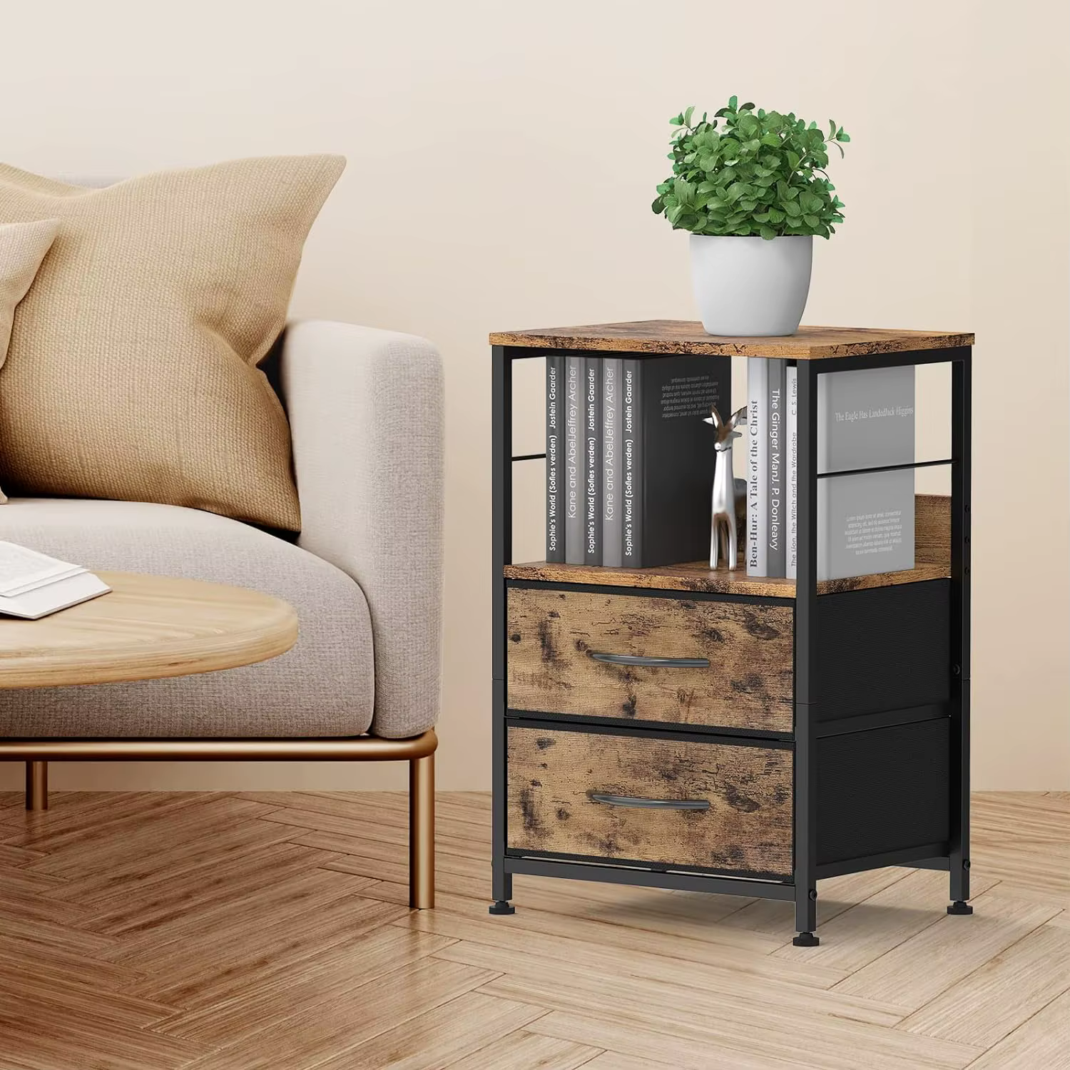 Table de chevet avec tissu, tables de nuit de proximité, table d'appoint de chambre à coucher, étagè