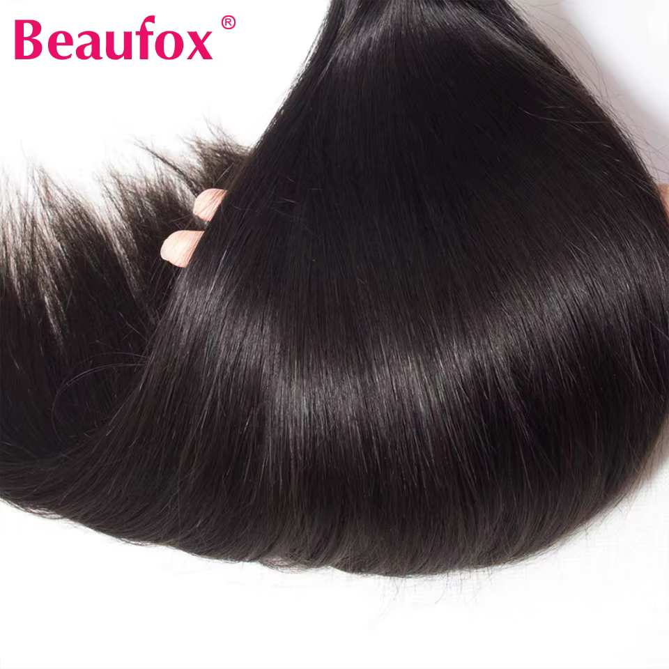 Beautorch-Tissage en lot indien naturel Remy lisse 32 pouces, extensions de cheveux humains, noir de