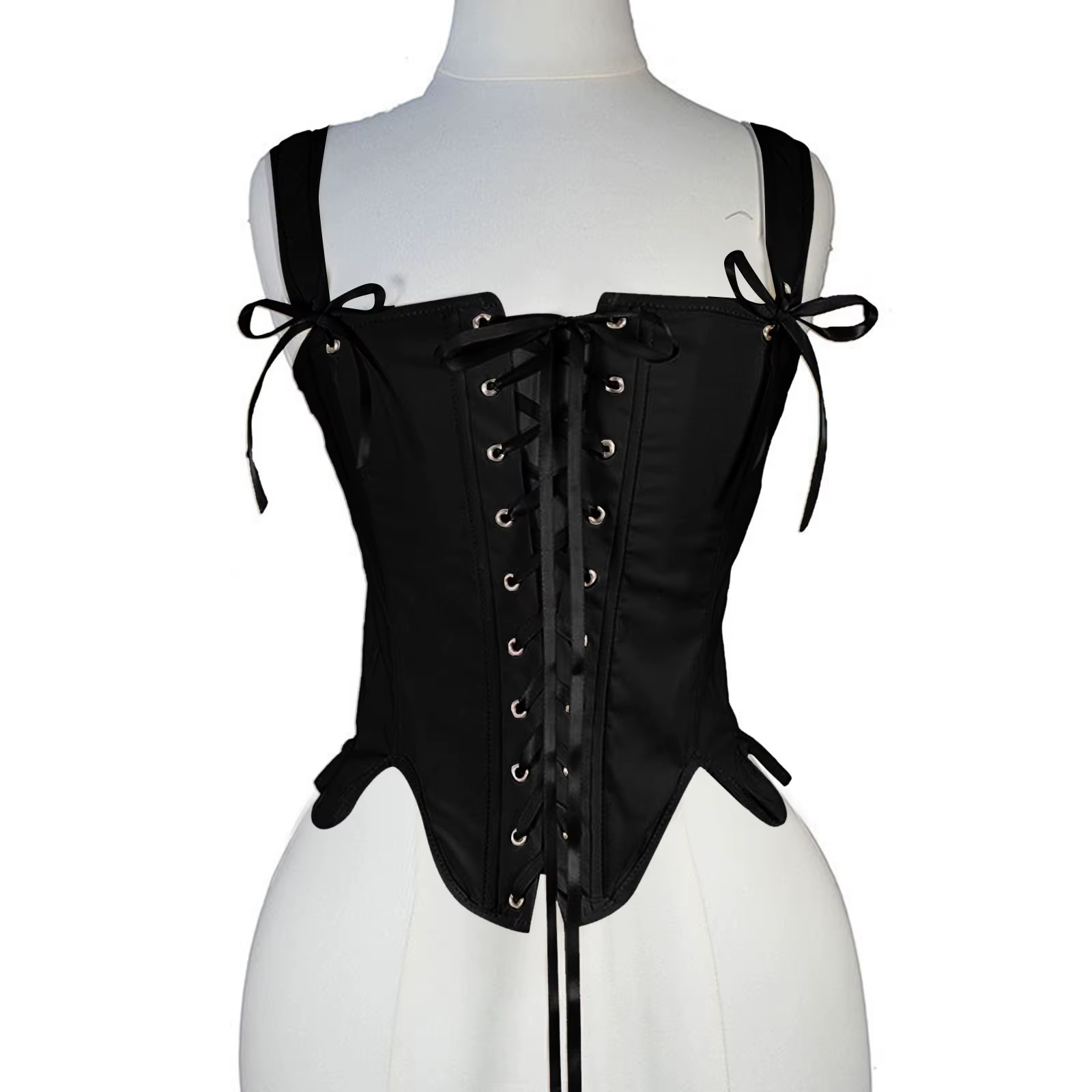 Corset Renaissance Médiévale pour Femme, Bustier Vintage, Crop, Corset à Lacets, Camisole Noire et B