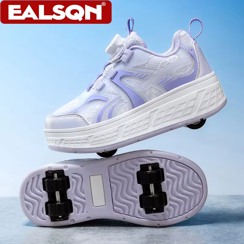 Chaussures de marche respirantes pour enfants filles, patins à roulettes sportifs à quatre roues dét