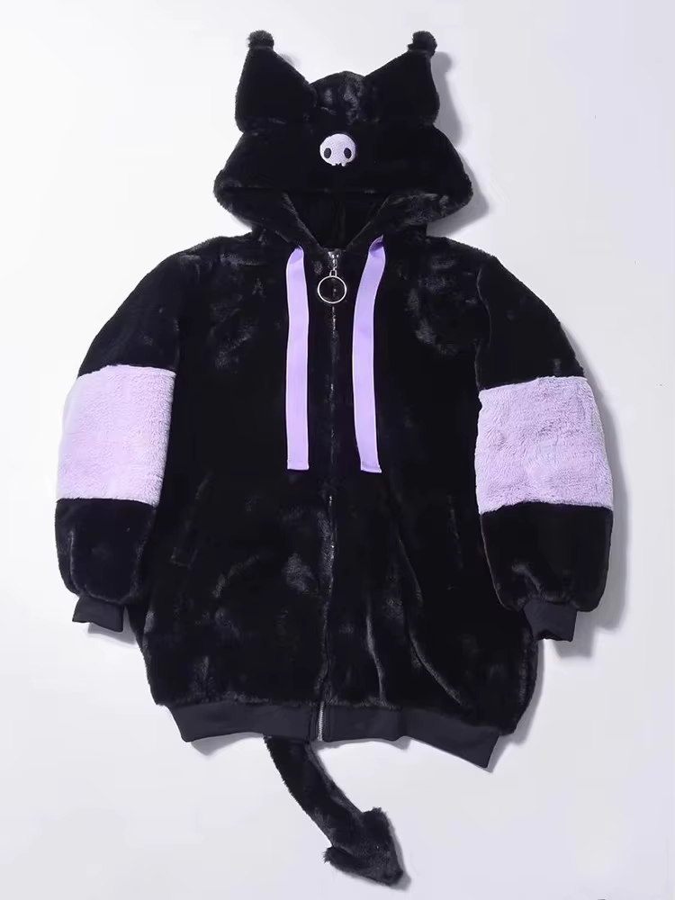 Mauroicardi hiver épais chaud doux mignon violet et noir couleur bloc fausse fourrure manteau femmes