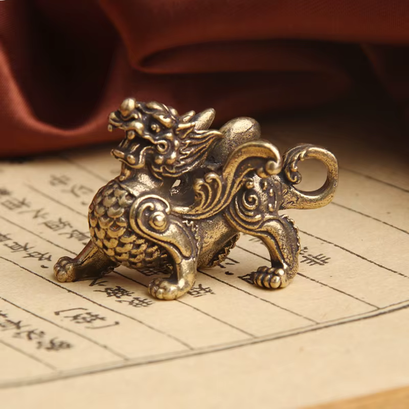 Kirin Feng Shui-Ornement en Cuivre Pur, Pendentif Orn Nairobi, Statue, Figurine Kylin, Richesse Illi