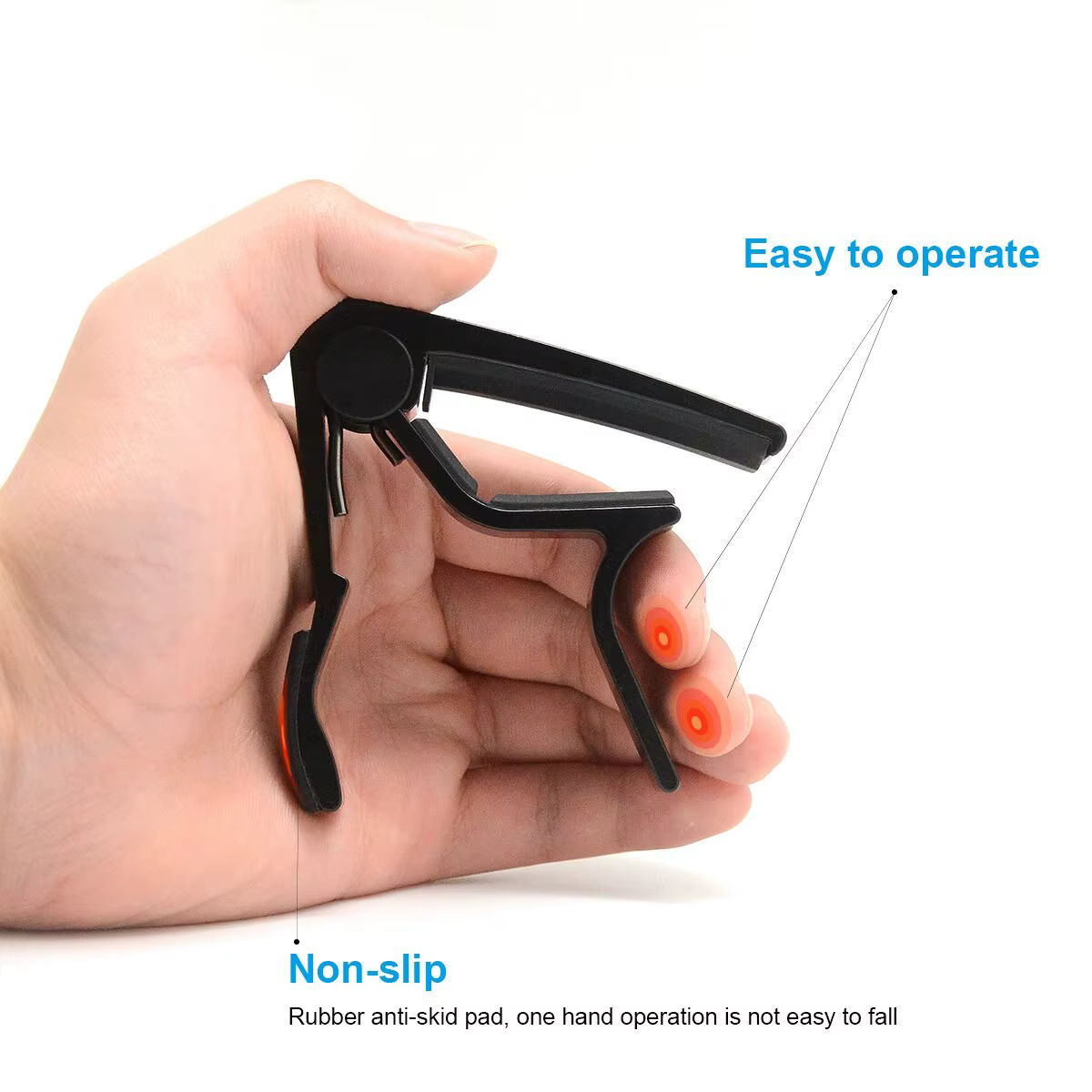 Capodastre de guitare pour guitares acoustiques et électriques Capos à une main noir