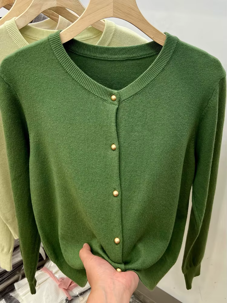 AOSSVIAO manches longues chandails Cardigan printemps automne femmes col rond tricots hauts vêtement