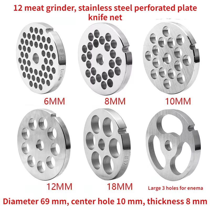 Hachoir à viande de Type 12, accessoires de lavement, maille de couteau, trou en acier inoxydable, t