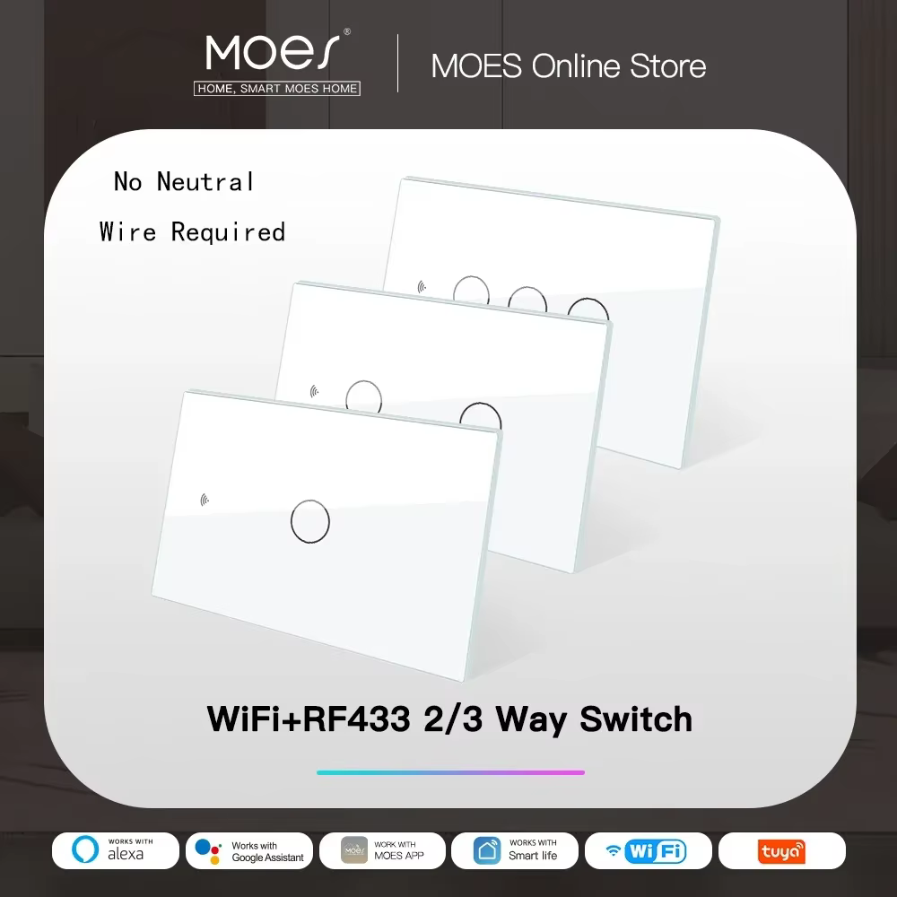 MOES-Joli d'éclairage intelligent WiFi, RF433, pas de fil d'al-melon, feu unique, vie intelligente,