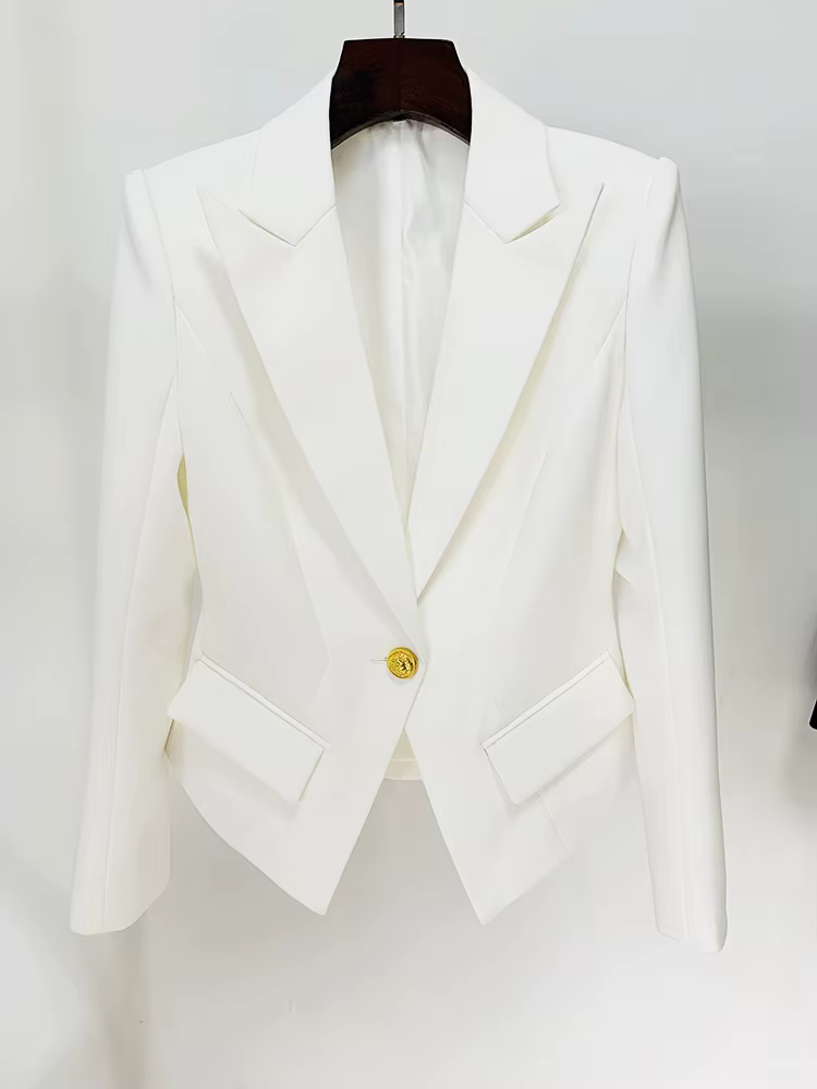 HIGH STREET Nouveauté 2026 Veste de créateur tendance pour femme, coupe ajustée, blazer à revers à b