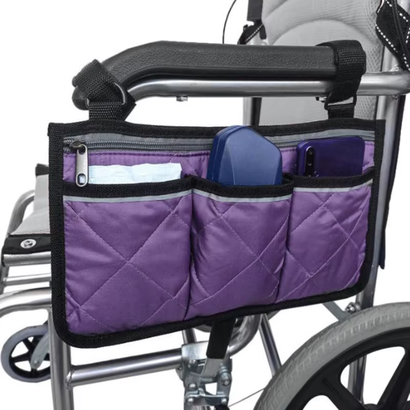 Sac de rangement latéral pour accoudoir de fauteuil roulant, poche Portable adaptée à la plupart des
