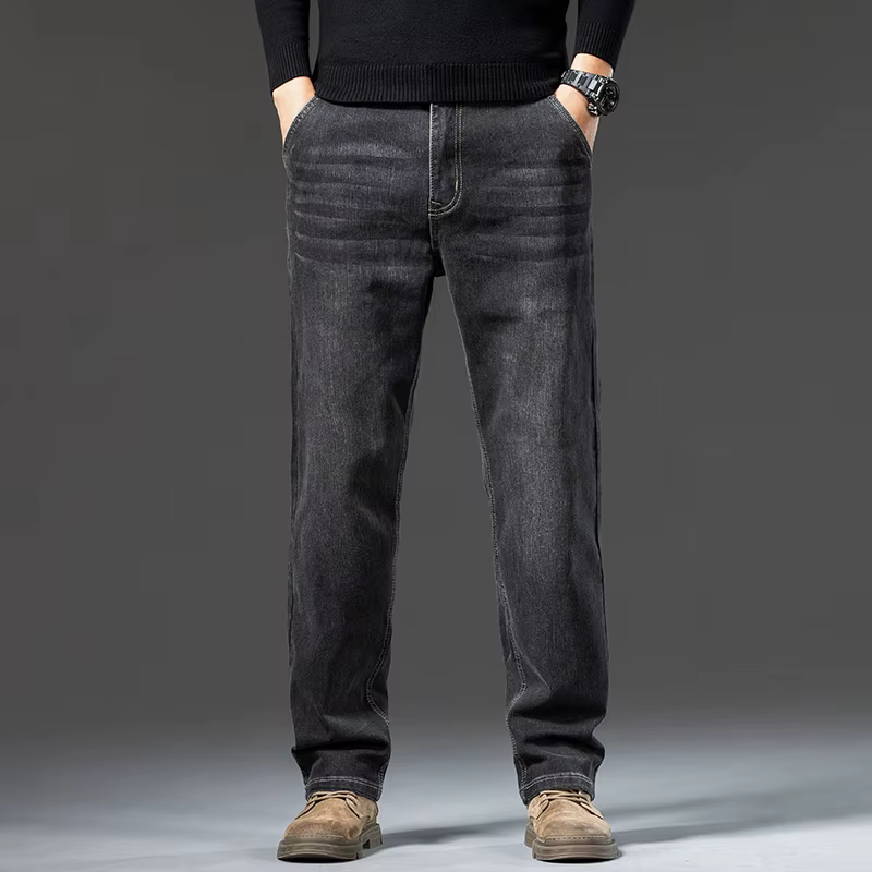 Jean ample à jambe droite pour homme, style rétro délavé, élastique, décontracté, adapté à toutes le