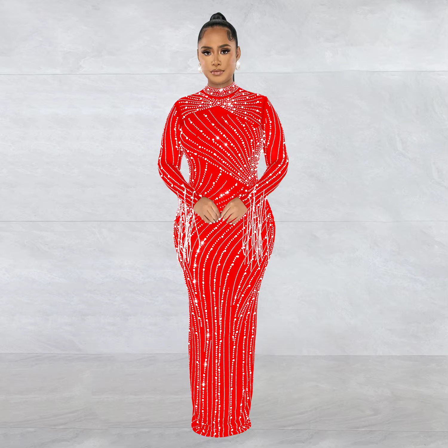 Rotterdam-Robe Longue Transparente avec Strass, Costume Luxueux de Danseuse, Tenue de Soirée Nue Cli