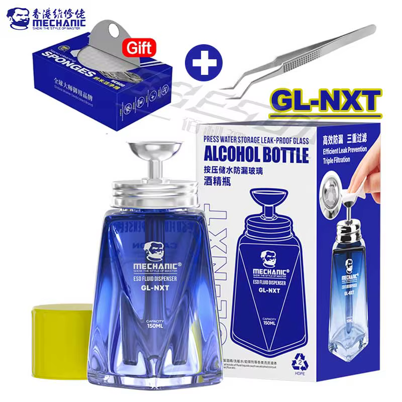 Bouteille d'alcool en verre anti-fuite, Type presse mécanique GL-NXT, récipient de nettoyage de verr