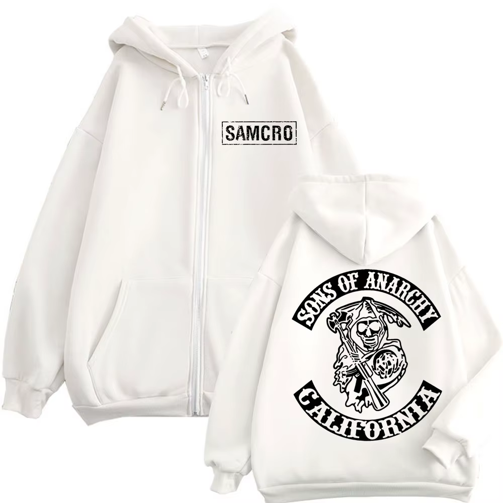 Sons of Anarchy – sweat à capuche avec fermeture éclair imprimée Double face pour hommes et femmes,