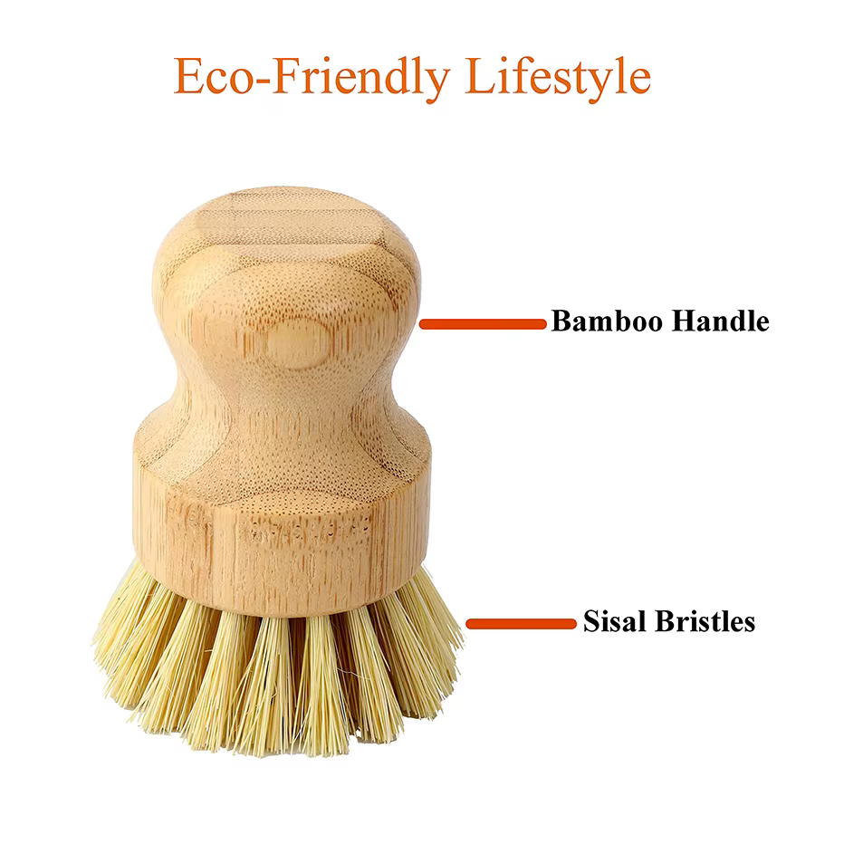 Brosse à récurer la vaisselle en bambou Regina, épurateur de vaisselle en bois de cuisine, brosse de