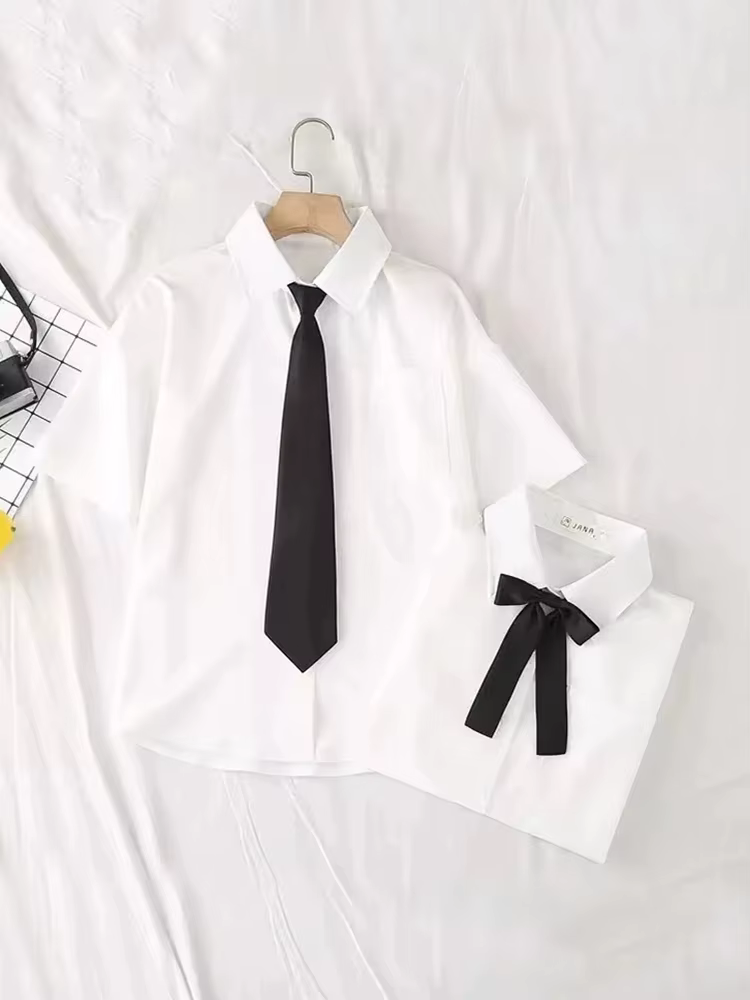 JMPRS – chemise blanche d'été pour femmes, manches courtes, Style JK Preppy, japon, filles, hauts Ha