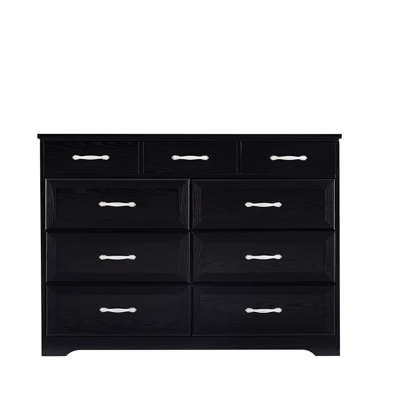 Commode de Chambre à Coucher, Commode Longue à 9 Tiroirs avec Détection Antique, Commode en Bois pou