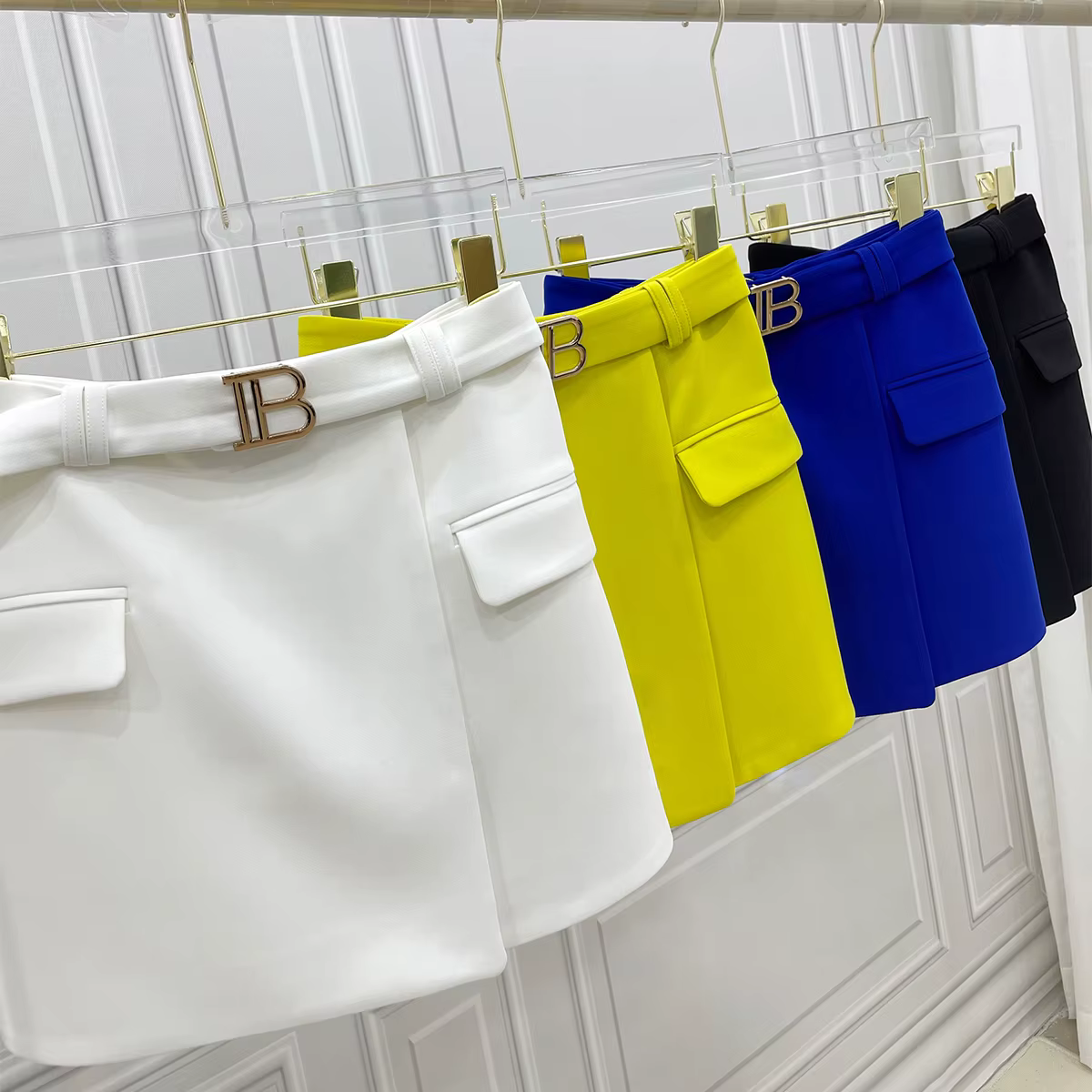 Jupe courte trapèze Simple décontractée pour femmes, nouvelle mode, Slim, boucle en métal, couleur u