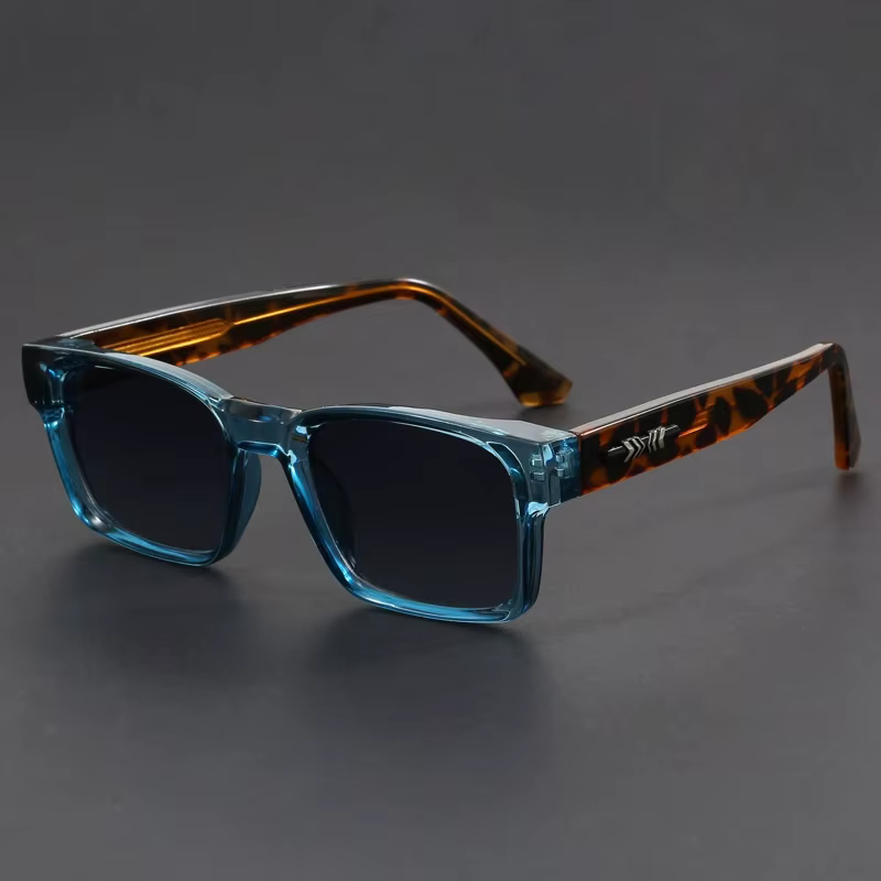 Lunettes de soleil anti-UV à monture carrée noire et imprimé léopard, style rétro et tendance, pour 