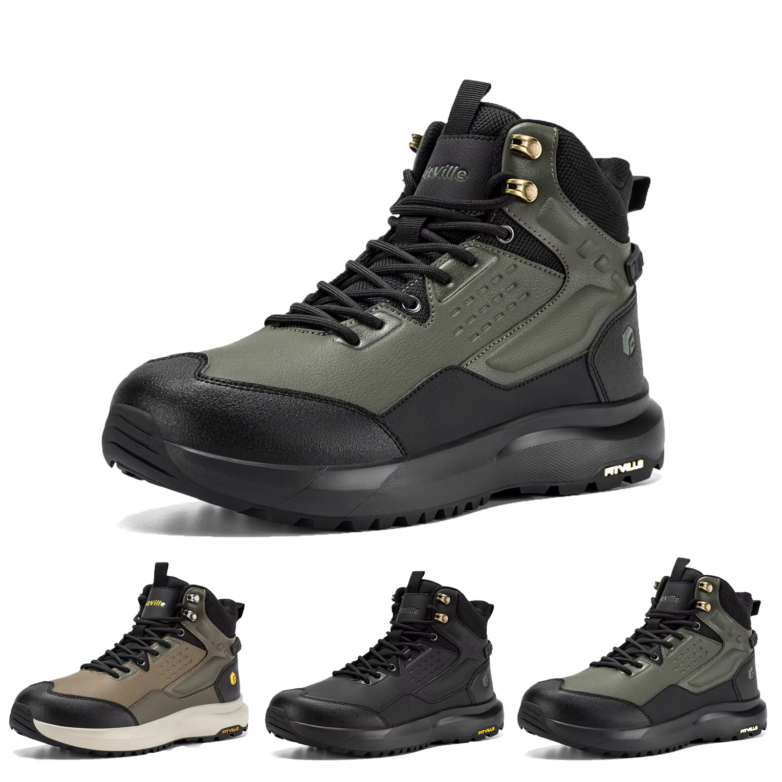 FitVille – bottes de randonnée larges pour hommes, chaussures de trekking résistantes à l'eau, antid