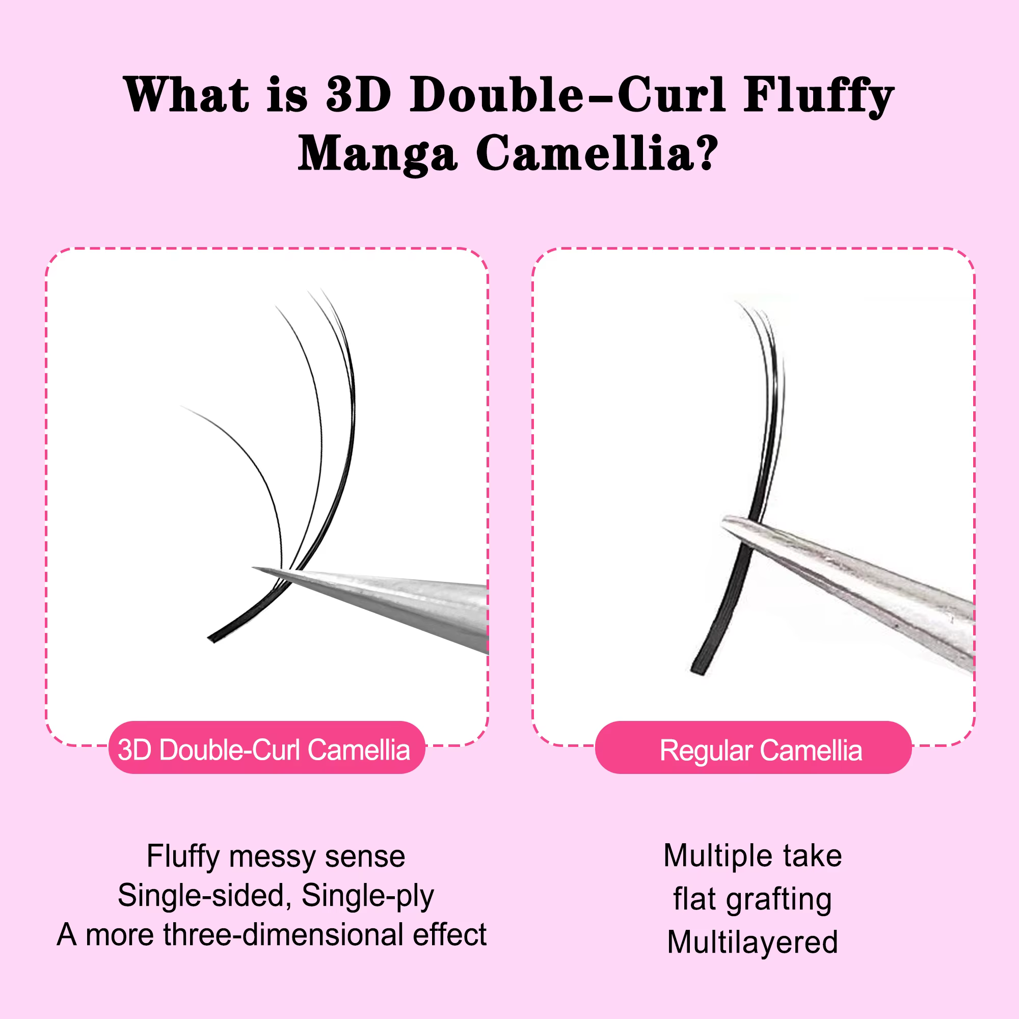 Extensions de Cils Camélia Double Couche, Cils Sauvages 3D, LD LC, Volume Russe, Cils Pelucheux Préf