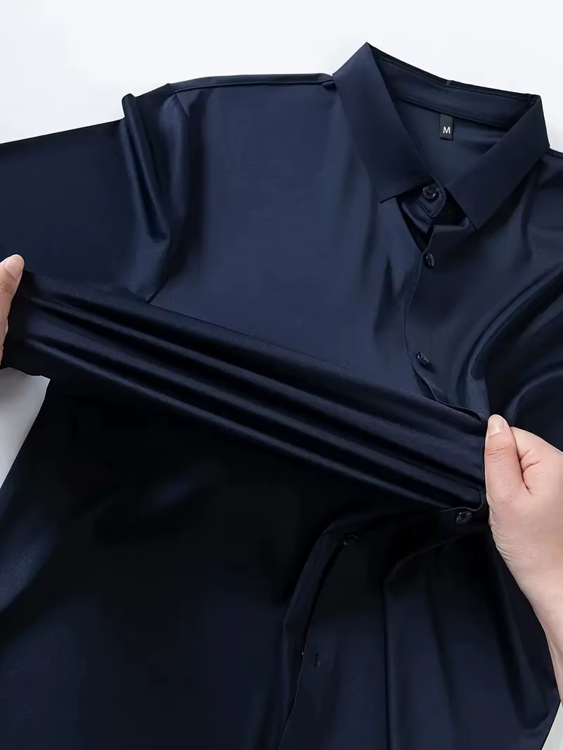 Chemise unie à manches longues pour hommes, nouveau Design, automne, haute élasticité, décontractée,