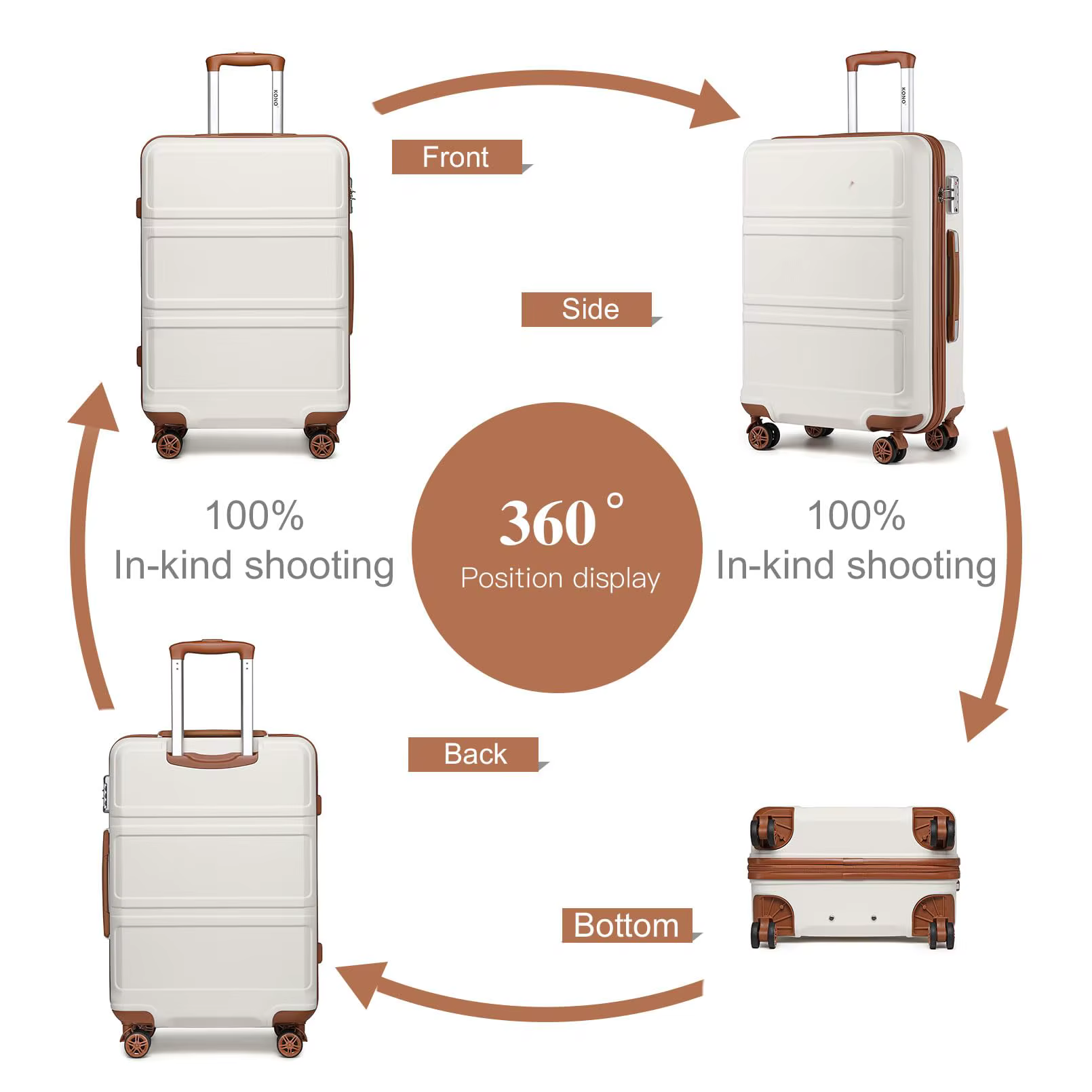 Kono Valise d'habitacle légère – Coque rigide ABS 20/24/28 pouces, convient à EasyJet sous le siège,