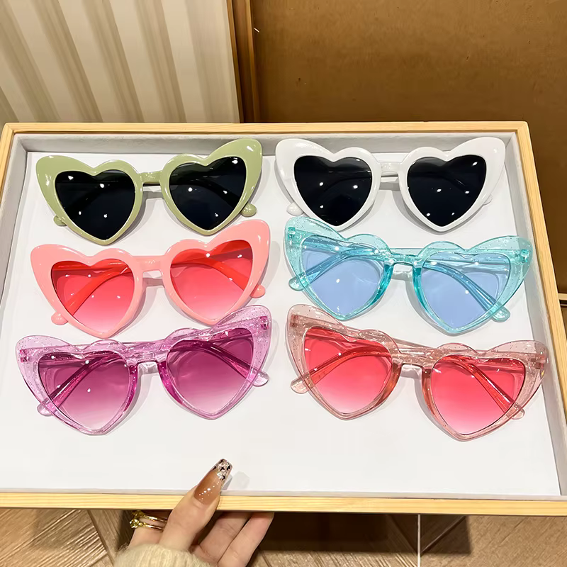 Lunettes de soleil Vintage rétro Instagram en forme de cœur, transparentes, roses, brillantes, pour 