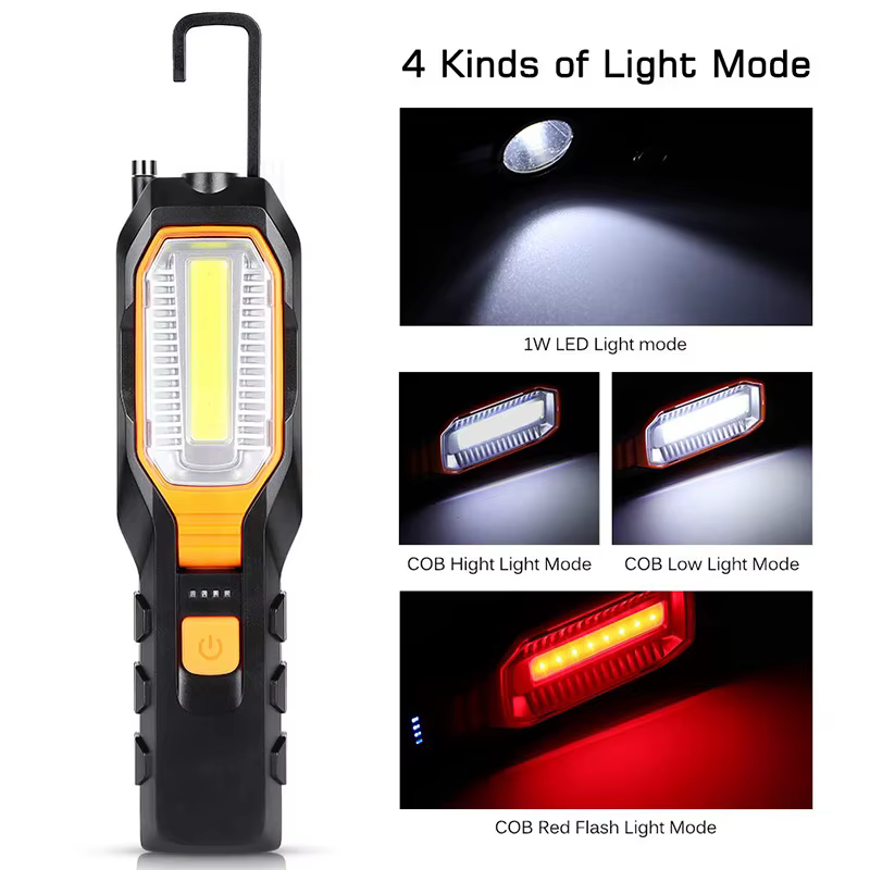 Lampe de travail LED COB Portable, lampe mécanique de Garage de voiture, torche Rechargeable par USB