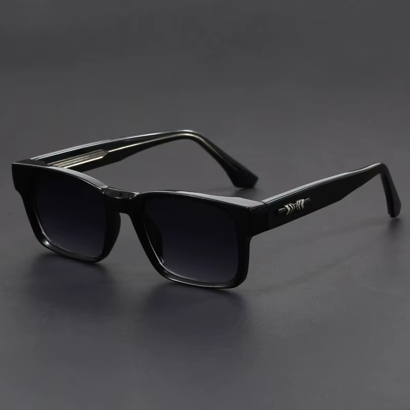 Lunettes de soleil anti-UV à monture carrée noire et imprimé léopard, style rétro et tendance, pour 
