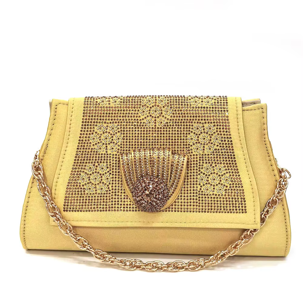 Venus Chan-Sac à fermeture en métal pour chaussures et documents dorés, sacs de décoration en diaman