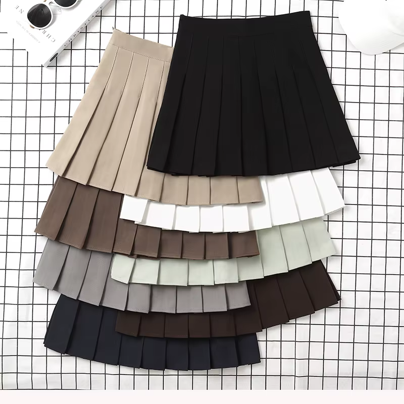 Jupe marron pour femmes, vêtements d'été, taille haute, Harajuku, Style coréen, Mini jupe plissée no