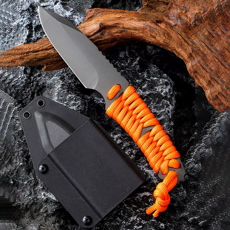 Couteau d'extérieur polyvalent, couteau de poche EDC, lame fixe avec fourreau, couteau de Camping, c
