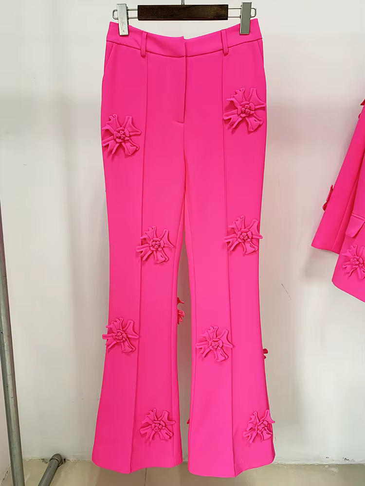 HIGH STREET Nouveauté 2026 Pantalon de mode de créateur pour femme avec applications florales