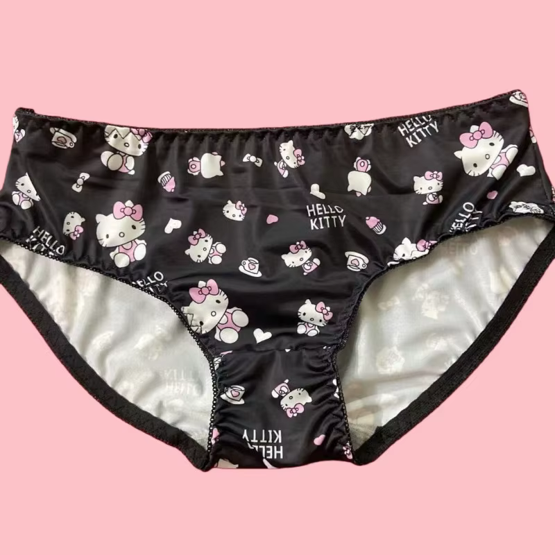 Modèle de dessin animé Hello Kitty Sexy culotte sans trace pour femmes culotte mignonne soie glacée