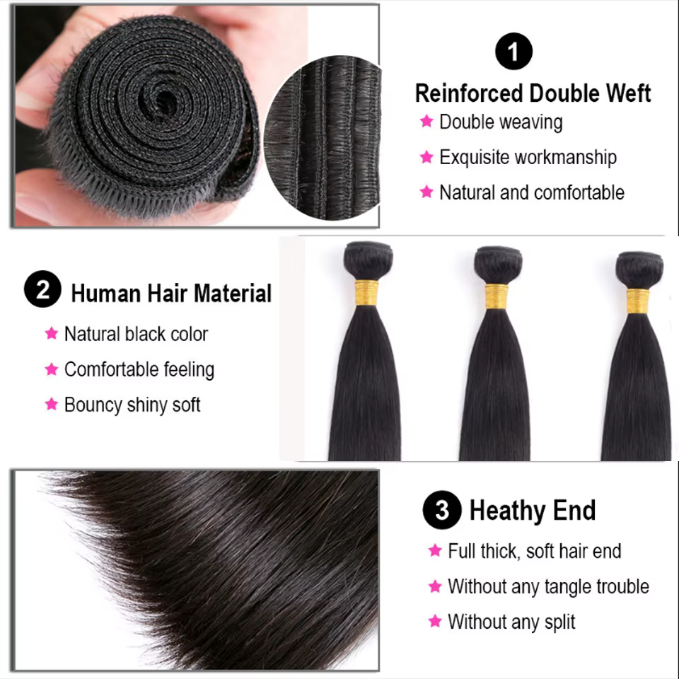Sophia-Bundles de cheveux humains raides, vague bouclée profonde, vierge brésilienne, extensions de 