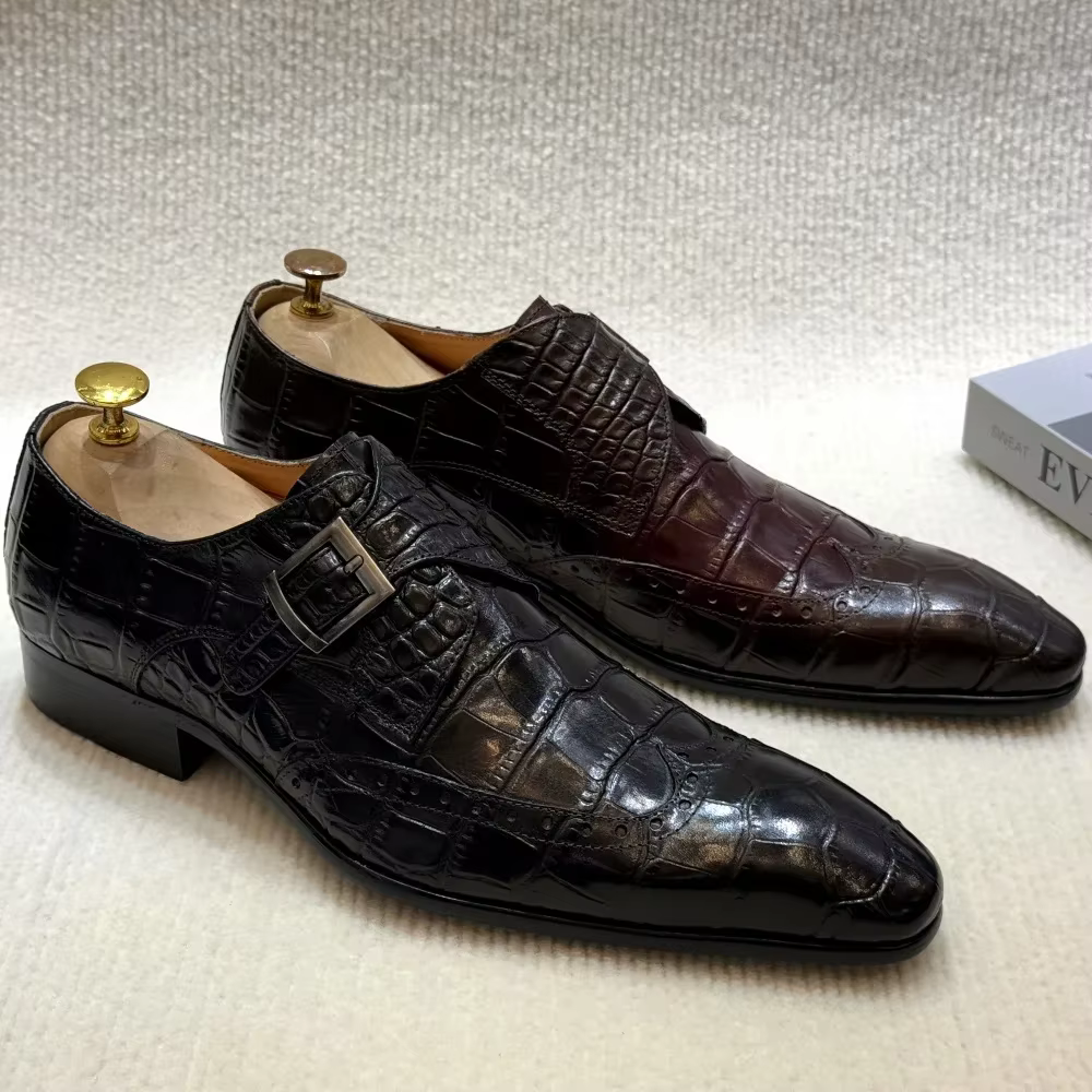 FELIX CHU mocassins formels à enfiler en cuir véritable pour hommes, chaussures de robe de mariée ri