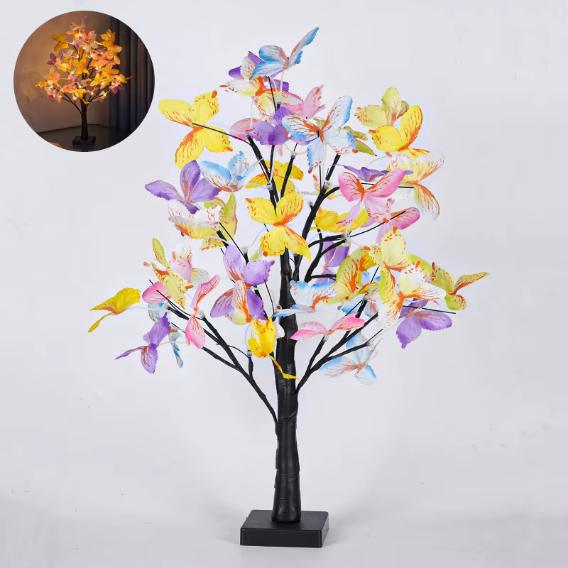 Lampe LED d'arbre de table à batterie, veilleuse d'arbre féerique avec Base amovible pour fête, cade