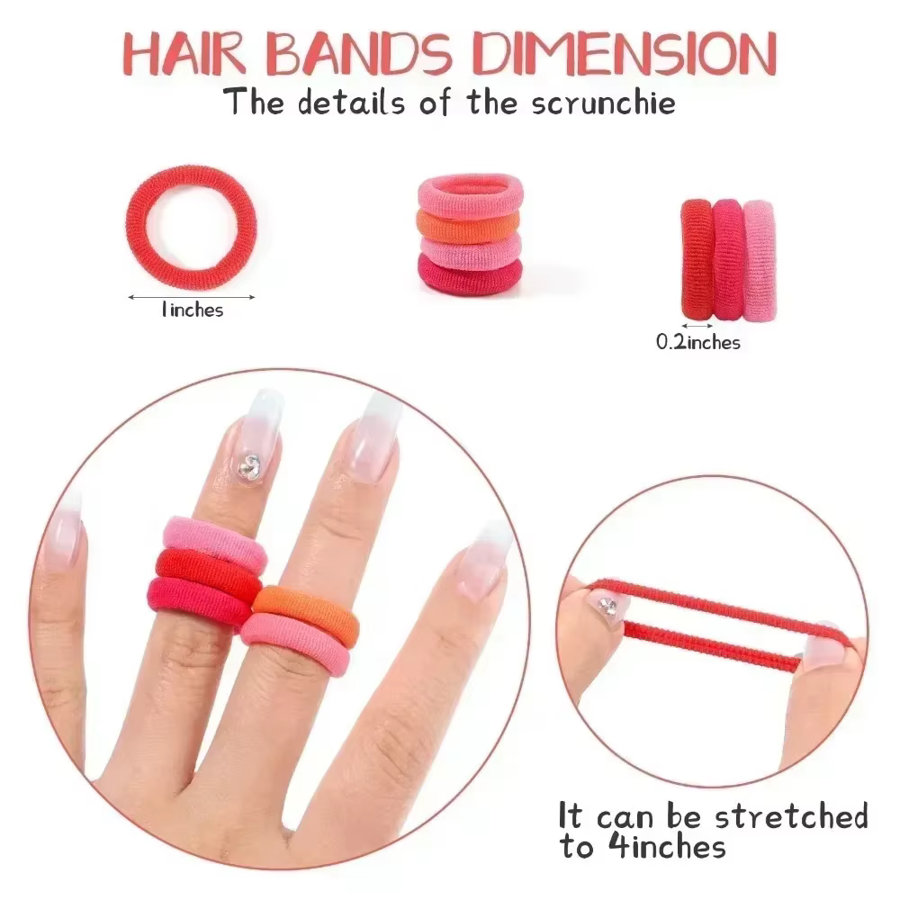 50 pièces/sac coloré de base en Nylon élastique attaches de cheveux pour les filles queue de cheval 