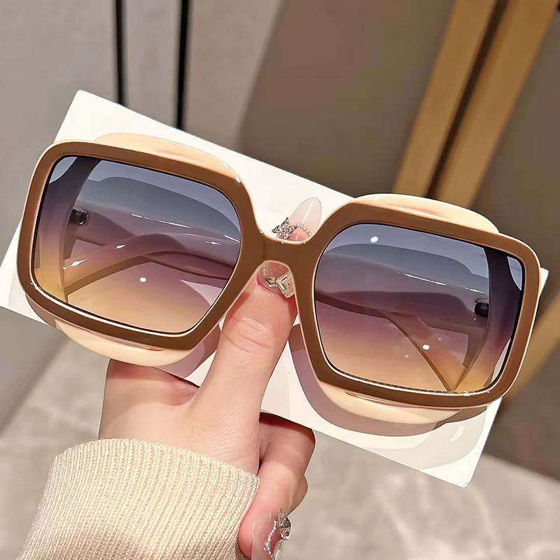 Lunettes de soleil à la mode avec blocage de couleur polygonal pour hommes et femmes, Style rétro Y2