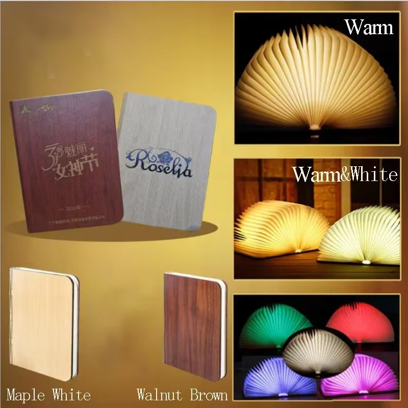3D pliant créatif LED veilleuse RGB couleur USB Recharge en bois livre lumière décor chambre bureau