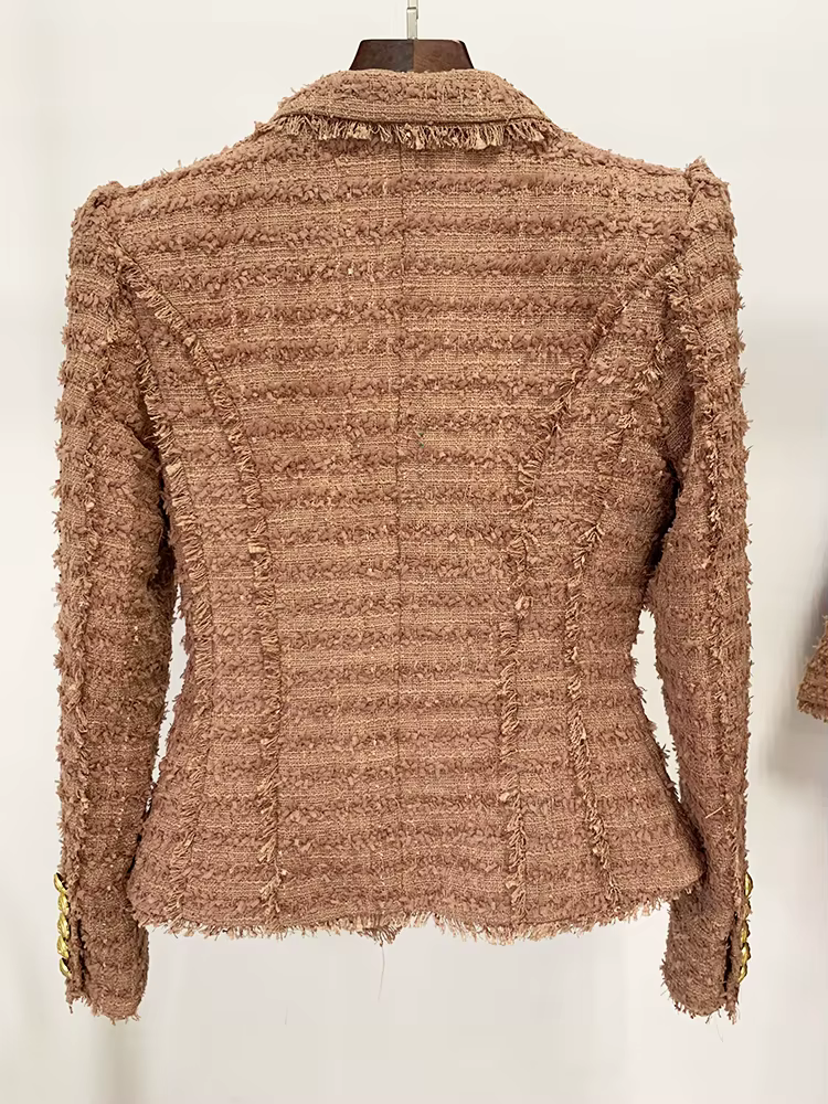 HIGH STREET Nouveauté 2026 A/W Blazer en tweed pour femme, style designer, classique, avec boutons l